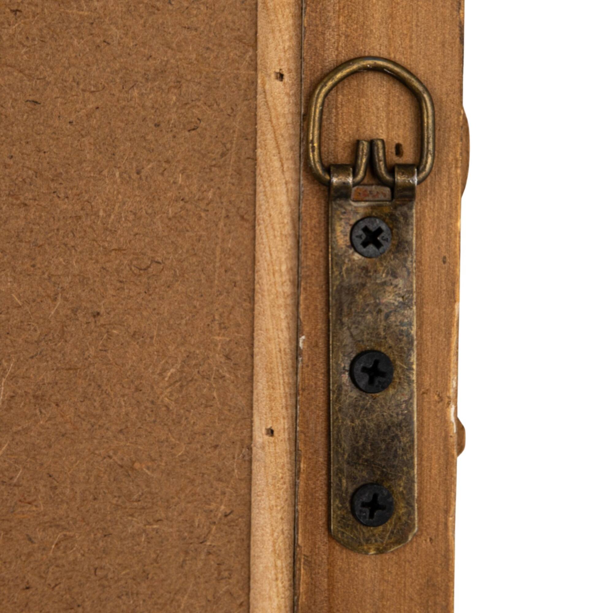 Hello Honey 30" x 43.25" Distressed Pine Wood Beaded Dowel Wall Mirror